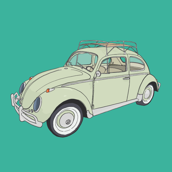 Volkswagen, Beetle, Vintage, Cars, Illustration, Illustratie